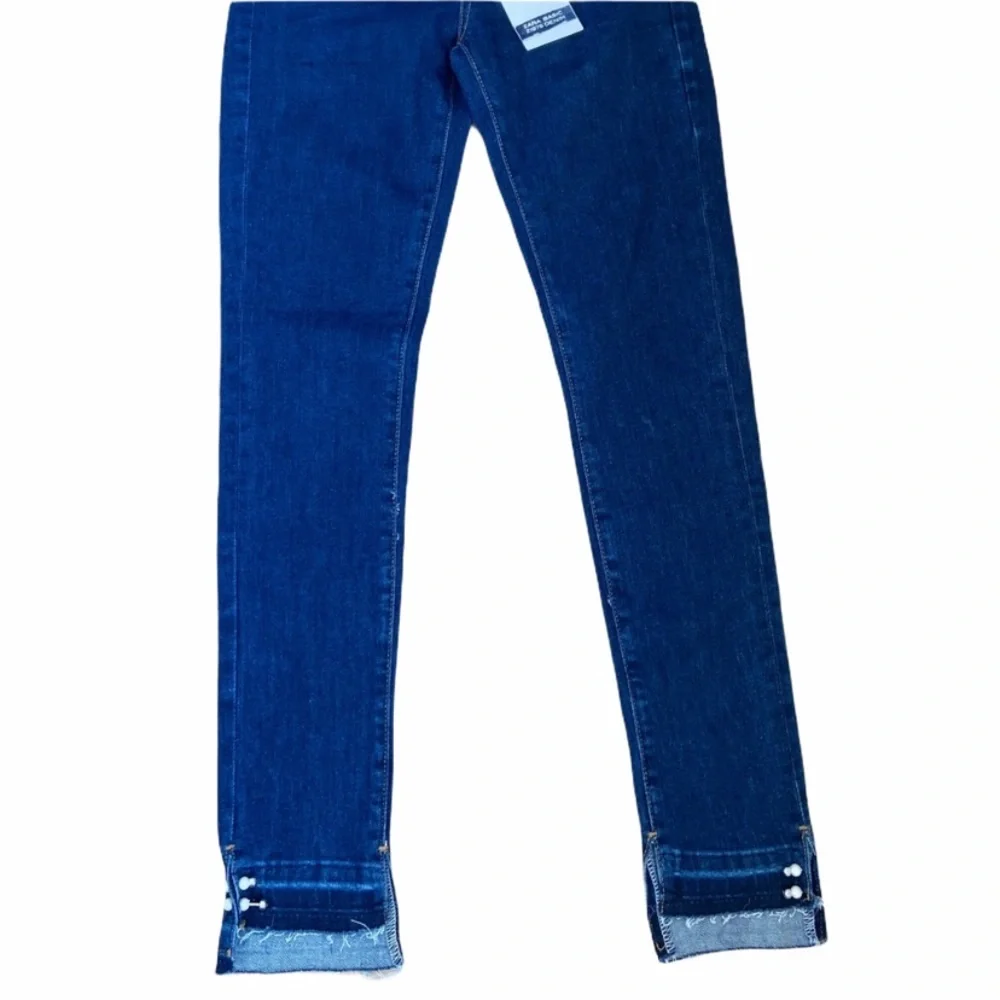 Zara Denim Metal Embroidery Faux Pearls Jeans